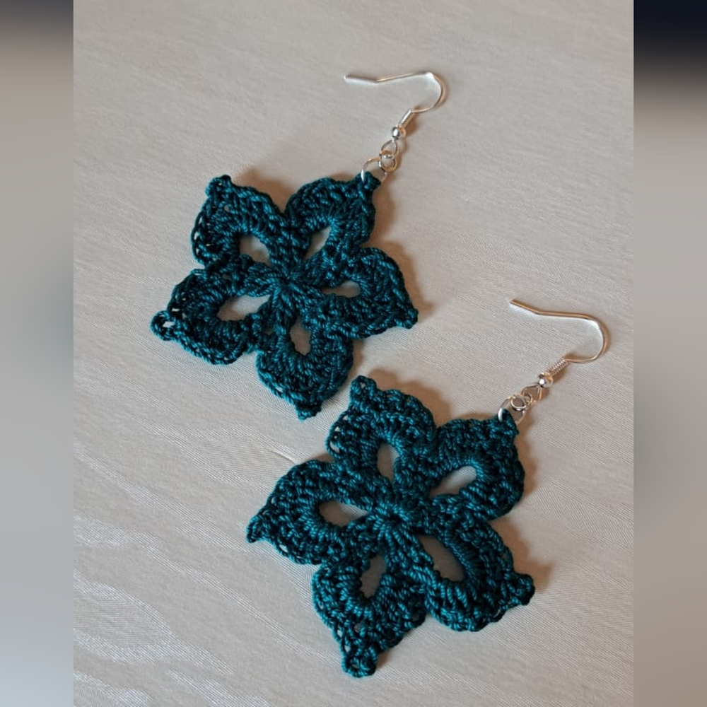 Jade Crochet Flower Earrings